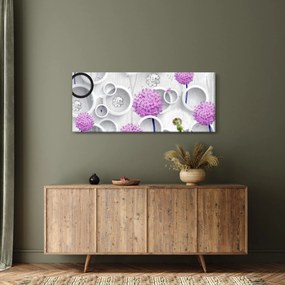Kép a 3D absztrakció körökkel és virágokkal (120x50 cm)