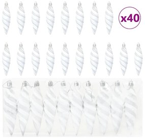 Karácsonyi Spirális Alakú Gömb 40 pcs Fehér