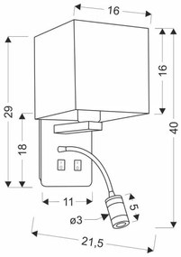 LED Fali lámpa MAGNUM 1xE27/40W/230V + LED/3W fehér