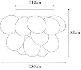 Art Deco mennyezeti lámpa fekete opál üveggel 3-lámpás - Uvas