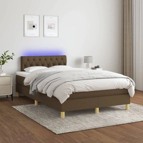 barna szövet rugós és LED-es ágy matraccal 120 x 200 cm