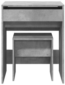 betonszürke fésülködőasztal és ülőke 60 x 40 x 113,5 cm