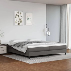 Szürke műbőr rugós ágy matraccal 200 x 200 cm