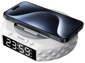 Immax 08983L - Ébresztő LCD-vel, 27W/9V Qi vezeték nélküli töltő, fehér