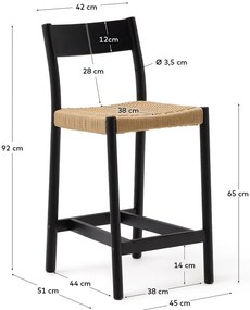 Fekete-natúr színű tölgyfa bárszék (ülésmagasság 65 cm) Yalia – Kave Home