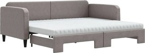 vidaXL tópszínű kihúzható szövet heverő matracokkal 90 x 200 cm
