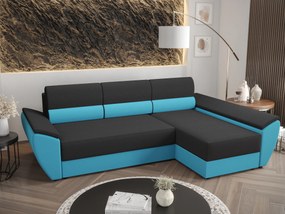 Sarok ülőgarnitúra Radiant L3 (fekete + türkiz) (J). 1057470