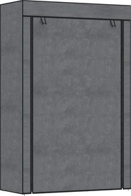 HOMCOM Textil Szekrény 6 Polccal, Ruhafogas, Cipzáros Szekrény Öltözőbe, Hálószobába, 103 x 43 x 162,5 cm, Sötétszürke | Aosom