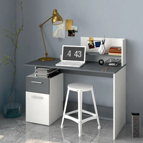 Számítógépasztal, fehér/grafit, PLATON NEW