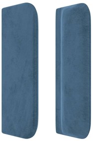 sötétkék bársony szárnyas fejtámla 163x16x78/88 cm