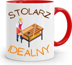 Piros Bögre Asztalosnak Tökéletes Asztalos, fényképes nyomattal