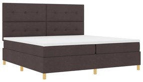 Boxspring Ágy Matrac LED-del Sötétbarna 200x200 cm Szövet