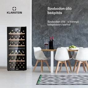 Klarstein Barossa 102D, borhűtő, 2 zóna, 102 palack, LED érintőképernyő, fekete