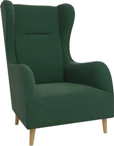 Sötétzöld bársony füles fotel Carole – Ropez