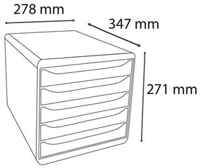 Irattároló, műanyag, 5 fiókos, EXACOMPTA Big-Box Plus Skandi Iderama (EX309606D)