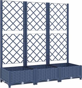 vidaXL kékszürke PP rácsos kerti ültetőláda 120 x 40 x 121,5 cm