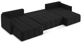 Fekete kinyitható-tárolóhelyes (U alakú) sarokkanapé Moku – Makamii