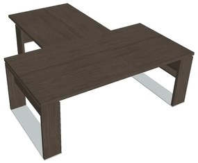 Verno+ asztal 200 x 220 cm, kiegészítő íróasztallal, antracit tölgy