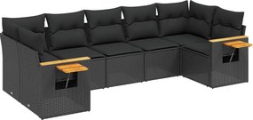 vidaXL 7 részes fekete polyrattan kerti ülőgarnitúra párnával