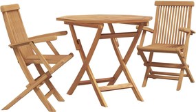 vidaXL Kert étkező szett 3 pcs Barna Tömör Akácfa
