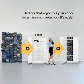 Fém öltözőszekrény JAN Compact 1750 x 800 x 400 mm, fehér