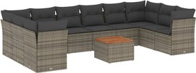 vidaXL 11 részes szürke polyrattan kerti ülőgarnitúra párnákkal
