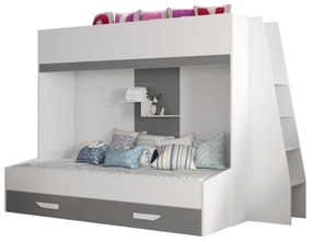 Kombinált gyerekágy 90 cm Puro 17 (matt fehér + fényes fehér + fényes szürke). 1087115