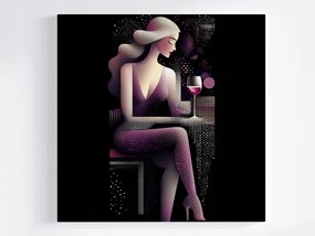 Canvas Nő Bár Bor Klub Retro Glamour Art Deco Vászonkép 40x40
