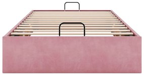 Ottomán ágykeret matrac nélkül rózsaszín 80x200 cm bársony