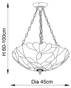 Endon 70946 - Tiffany BOTANICA láncos csillár 3xE27/60W/230V átm. 45 cm