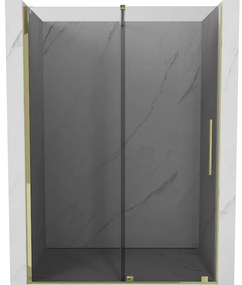 Mexen Velar, tolózuhanyajtó nyitáshoz 160 cm, 8mm szürke üveg, arany fényes, 871-160-000-41-50