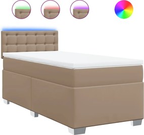 vidaXL cappuccino színű műbőr rugós ágy matraccal 90 x 190 cm