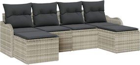 vidaXL Kerti Kanapé Szett párnával 6 pcs Világosszürke Poli rattan