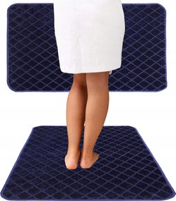 Fürdőszobaszőnyeg Csúszásgátló Elsimone Puha 3D Sötétkék 100X100 cm