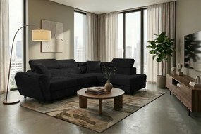 Jobb oldali, ággyá alakítható sarokkanapé TIL Fekete