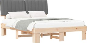 vidaXL Ágykeret Kárpitozott Fejtámlával Világosszürke 150 x 200 cm