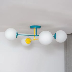MOON felületre szerelhető csillár 4xE27/15W/230V türkiz/sárga