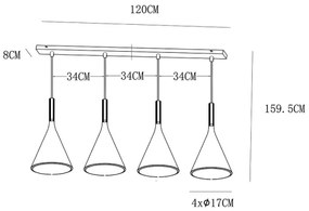 Lucide 35410/04/30 - Csillár zsinóron GIPSY 4xE27/25W/230V