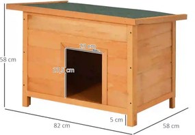 PawHut Kutyakennel, fa kutyaház csuklós aszfalttetővel, vízálló kutyabarlang emelt padlóval, kennel kis kutyáknak, kültéri, sárga