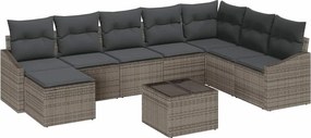 vidaXL Kanapé Szett párnával 9 pcs Szürke polirattan