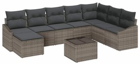 vidaXL Kanapé Szett párnával 9 pcs Szürke polirattan