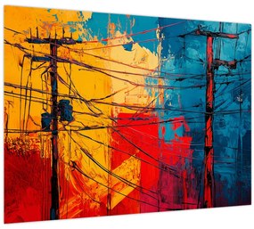 Üveg kép - Absztrakt elektromos vezetékek (70x50 cm)