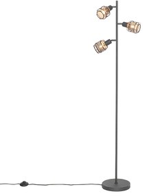 Design állólámpa fekete arannyal 3-lámpás - Noud