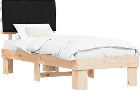 vidaXL Ágykeret Kárpitozott Fejtámlával fejtámlával Fekete 80 x 200 cm