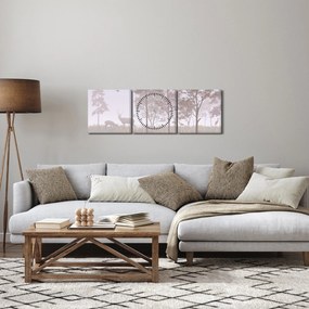 Kép - Monokróm erdő (órával) (90x30 cm)