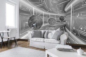 Fotótapéta - 3D szürke alagút gömbökkel (152,5x104 cm)