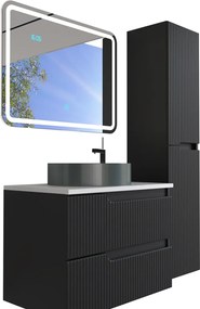 Piramida EURIDIKA fali fürdőszobabútor - mosdópult mosdó nélkül -2 fiókos - PINO FEKETE - 75 x 48 x 53 cm