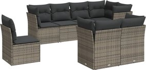 vidaXL 8 részes szürke polyrattan kerti ülőgarnitúra párnákkal