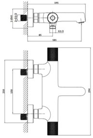 Cersanit S951-569 - ZEN fekete termosztátos kádcsaptelep