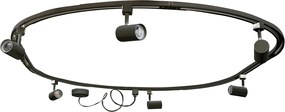 Modern sínrendszer 6 fekete spotlámpával, 1 fázisú, ovális 100 cm - Iconic Jeana